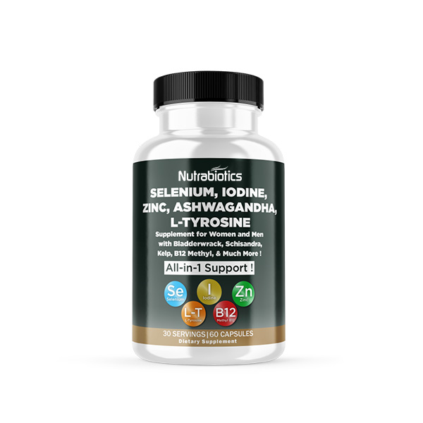 Selenium, Iodine, Zinc, Ashwagandha, L Tyrosine, Supplement for Women and Men with Bladderwrack, Schisandra, Kelp,B12 Methyl, & Much More !